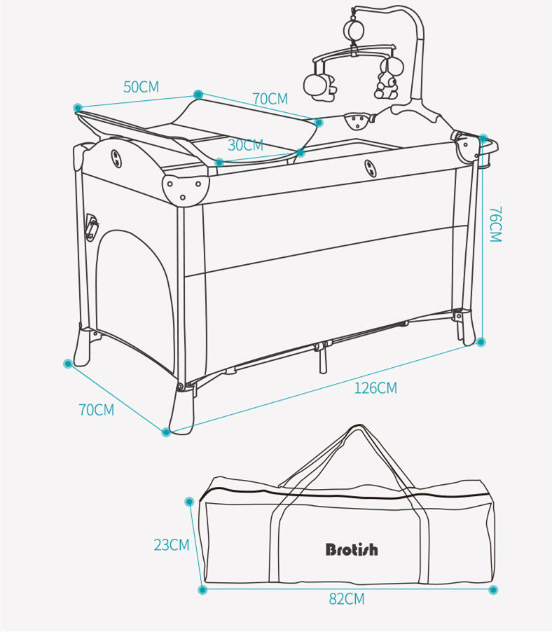 Multifunctional Baby Cot – Large Movable Bed with Splicing Design