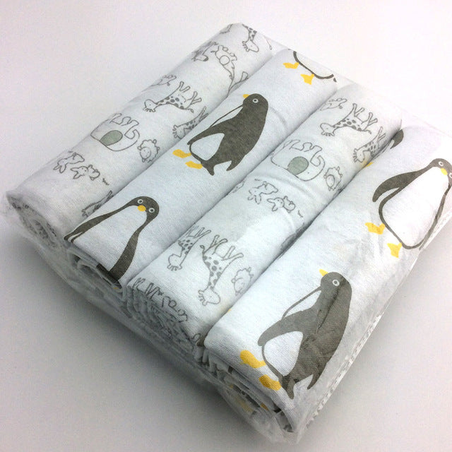 4-Piece Cotton Baby Swaddle & Receiving Blanket Set – Newborn Bed Sheets