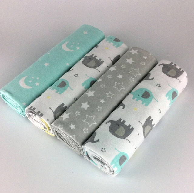 4-Piece Cotton Baby Swaddle & Receiving Blanket Set – Newborn Bed Sheets