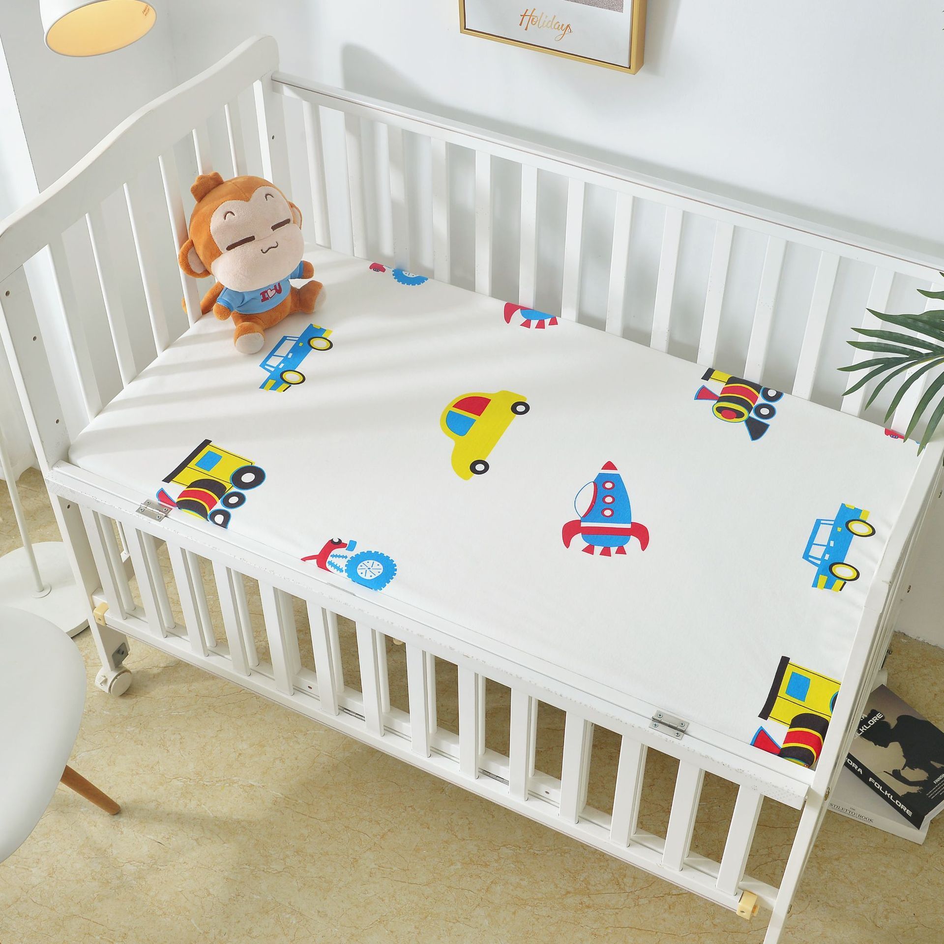 Waterproof Cotton Crib Bed Sheet – Breathable & Non-Slip Mattress Cover