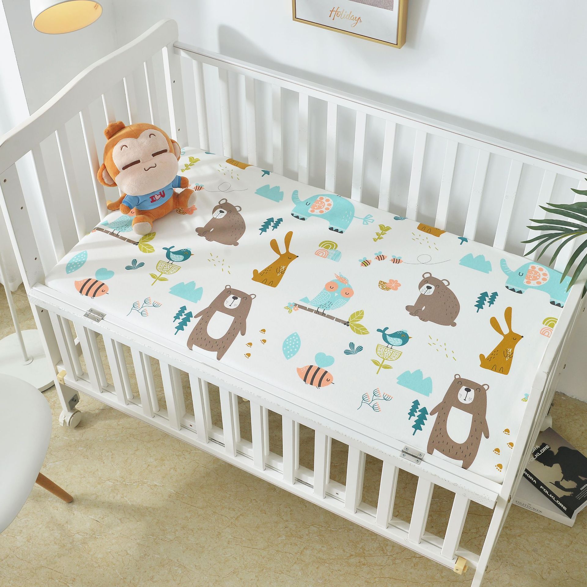 Waterproof Cotton Crib Bed Sheet – Breathable & Non-Slip Mattress Cover