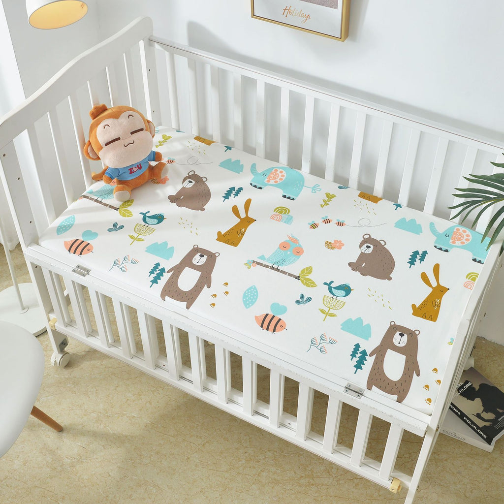 Waterproof Cotton Crib Bed Sheet – Breathable & Non-Slip Mattress Cover
