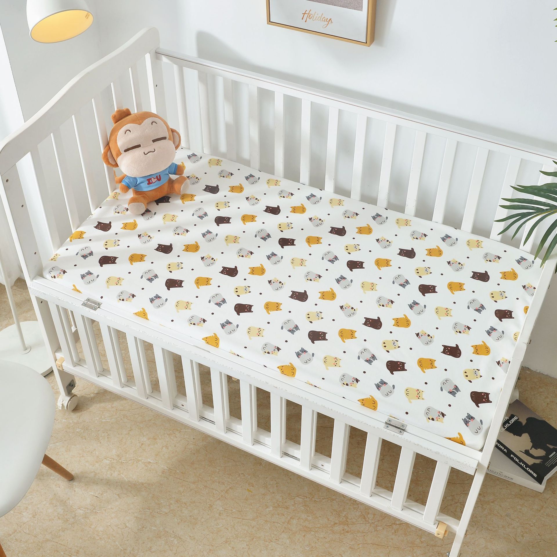 Waterproof Cotton Crib Bed Sheet – Breathable & Non-Slip Mattress Cover