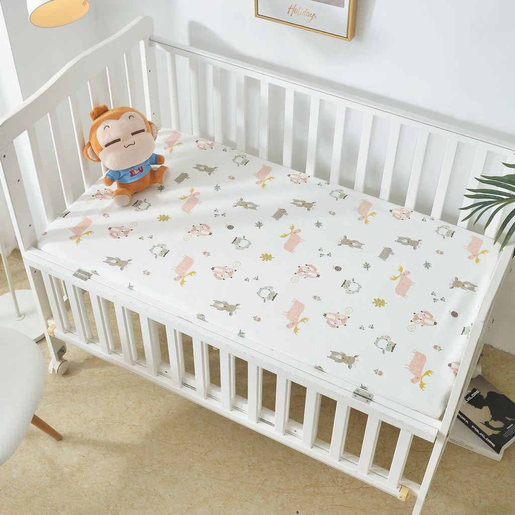 Waterproof Cotton Crib Bed Sheet – Breathable & Non-Slip Mattress Cover