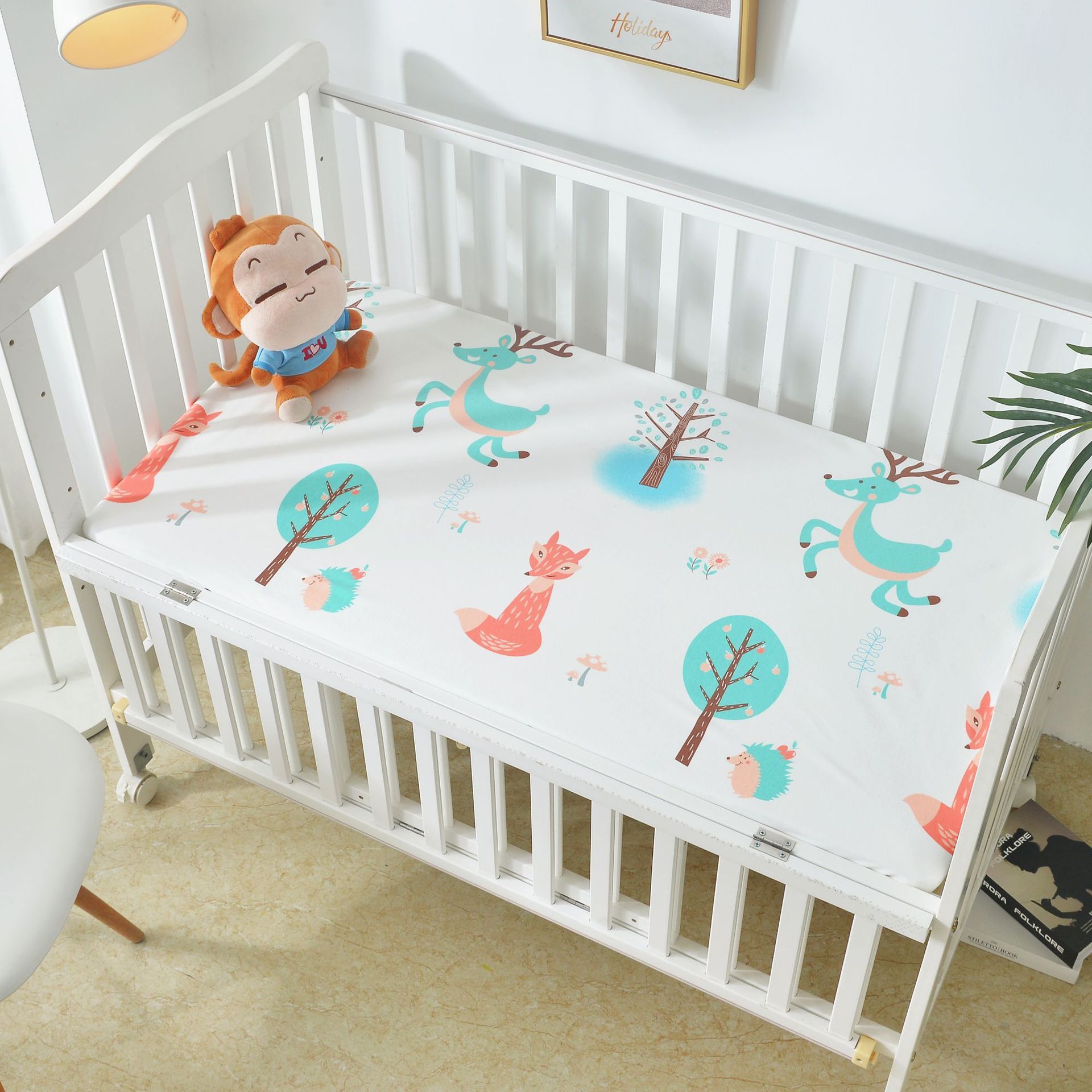 Waterproof Cotton Crib Bed Sheet – Breathable & Non-Slip Mattress Cover