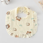 Baby Bib Ruffled Cotton Printed Gauze Lace Bib