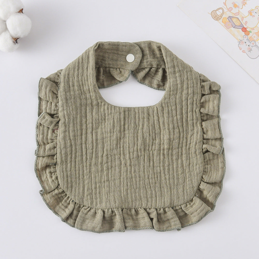Baby Bib Ruffled Cotton Printed Gauze Lace Bib