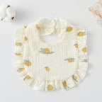 Baby Bib Ruffled Cotton Printed Gauze Lace Bib