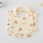 Baby Bib Ruffled Cotton Printed Gauze Lace Bib