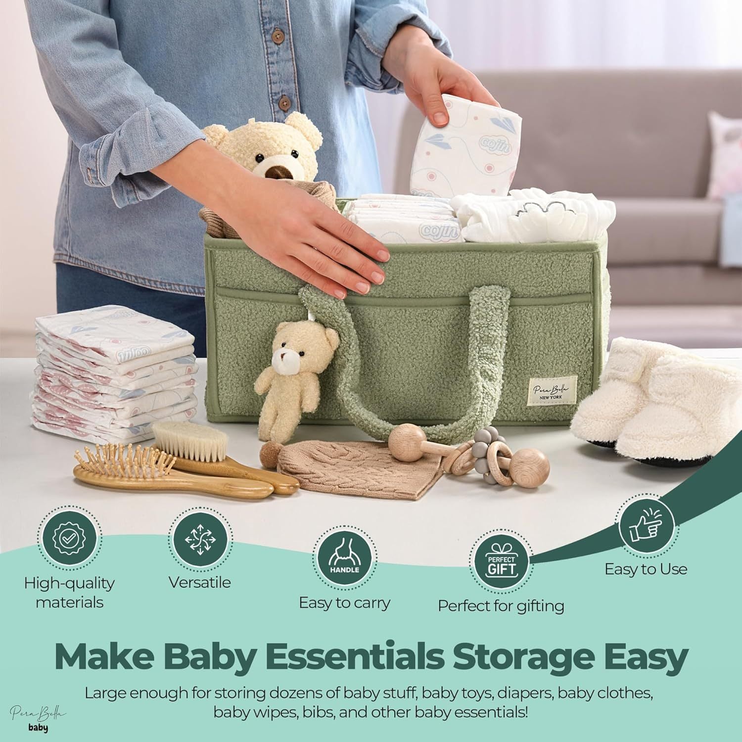 Diaper Caddy Organizer, Storage Basket For Wipes, Portable Storage