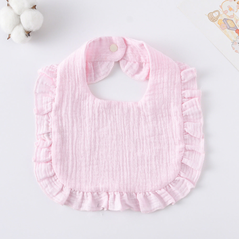 Baby Bib Ruffled Cotton Printed Gauze Lace Bib