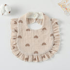 Baby Bib Ruffled Cotton Printed Gauze Lace Bib