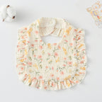 Baby Bib Ruffled Cotton Printed Gauze Lace Bib