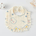 Baby Bib Ruffled Cotton Printed Gauze Lace Bib