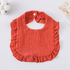 Baby Bib Ruffled Cotton Printed Gauze Lace Bib