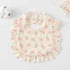 Baby Bib Ruffled Cotton Printed Gauze Lace Bib