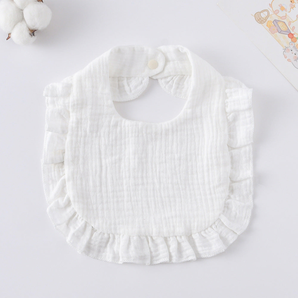 Baby Bib Ruffled Cotton Printed Gauze Lace Bib
