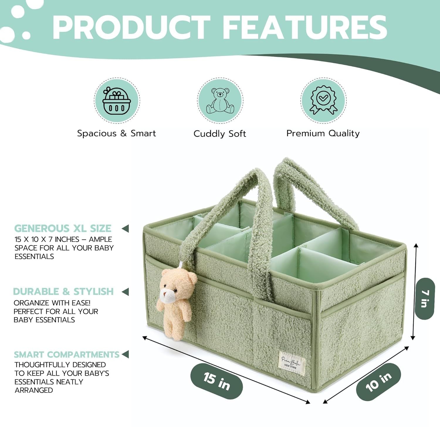 Diaper Caddy Organizer, Storage Basket For Wipes, Portable Storage