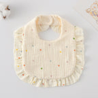 Baby Bib Ruffled Cotton Printed Gauze Lace Bib