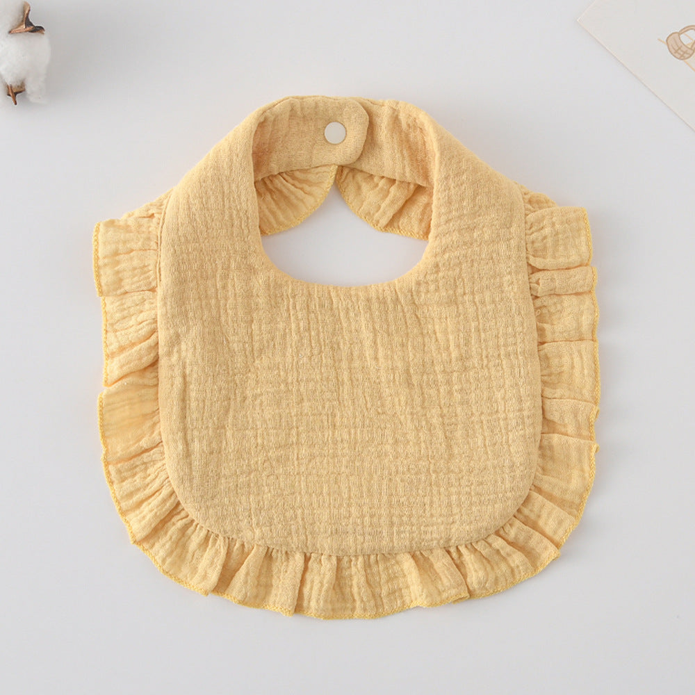 Baby Bib Ruffled Cotton Printed Gauze Lace Bib