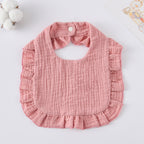 Baby Bib Ruffled Cotton Printed Gauze Lace Bib