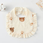 Baby Bib Ruffled Cotton Printed Gauze Lace Bib