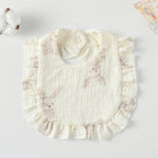 Baby Bib Ruffled Cotton Printed Gauze Lace Bib