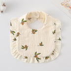 Baby Bib Ruffled Cotton Printed Gauze Lace Bib