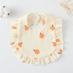 Baby Bib Ruffled Cotton Printed Gauze Lace Bib