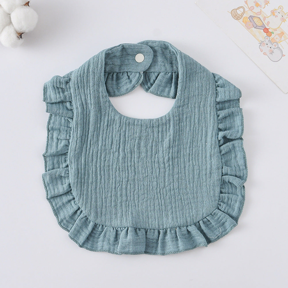Baby Bib Ruffled Cotton Printed Gauze Lace Bib