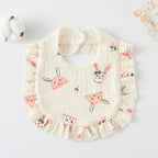 Baby Bib Ruffled Cotton Printed Gauze Lace Bib