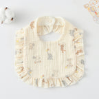 Baby Bib Ruffled Cotton Printed Gauze Lace Bib