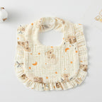 Baby Bib Ruffled Cotton Printed Gauze Lace Bib