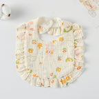 Baby Bib Ruffled Cotton Printed Gauze Lace Bib