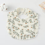 Baby Bib Ruffled Cotton Printed Gauze Lace Bib