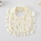 Baby Bib Ruffled Cotton Printed Gauze Lace Bib